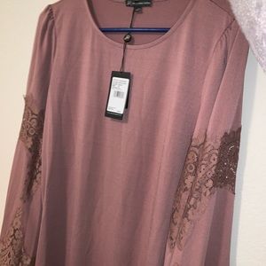 Adrianna Papell Bell Sleeve Knit Lace Top